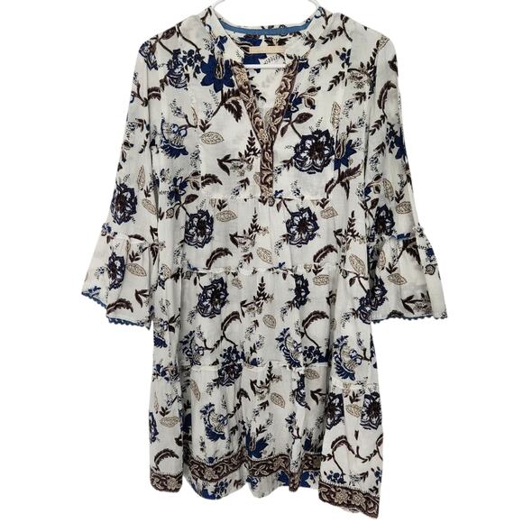 Lola Australia Floral Mini Tiered Dress XS Cottage Farmhouse Peasant Retro - Picture 1 of 8
